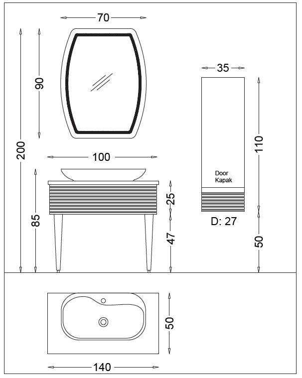 Meuble de salle de bain dimension 100 cm à Lyon- MobiKent Design